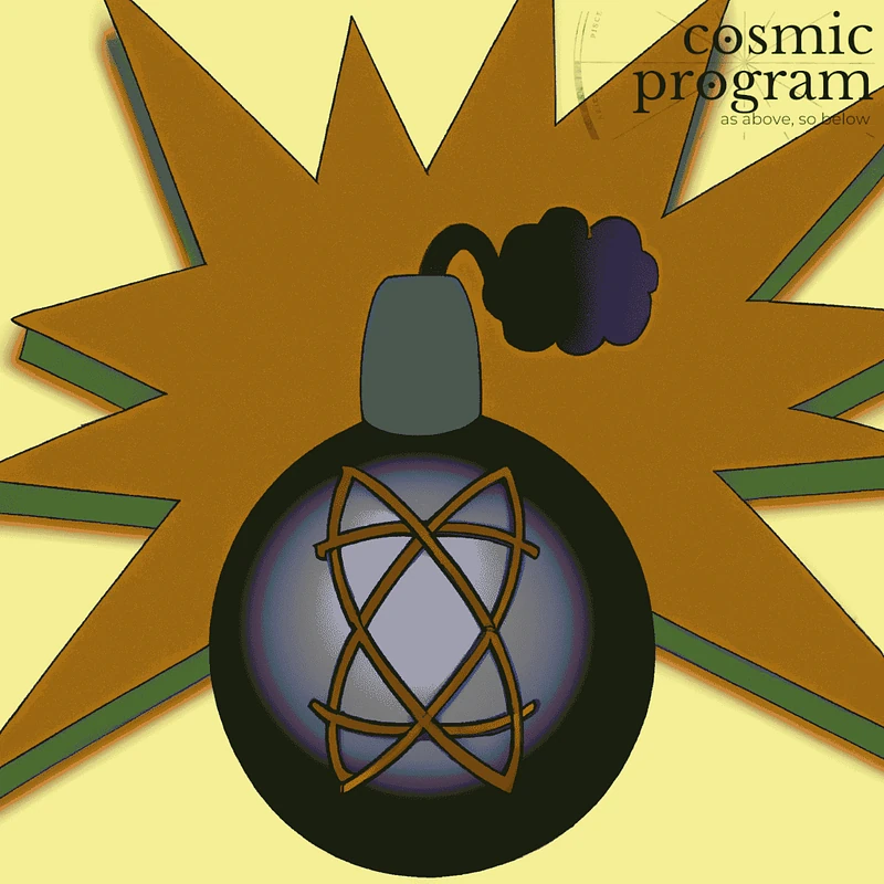 Fig 4. The AI-generated image corresponding to Jupiter degree in Oppenheimer’s chart . Jupiter codes for and/or correlates with mental and physical travel, expansion, luck, optimism, wisdom, as well as indulgence. It is also the guru/sage within and represents all mentors in life. Sabian Symbol #13 –12° 33' 37'’ Jupiter in Aries, A bomb that has failed to explode is now safely hidden from discovery.