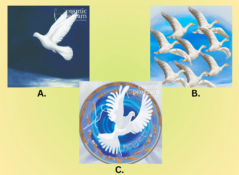Fig 5. The AI-generated images corresponding to A. Mercury, B. Venus, and C. Saturn in Oppenheimer’s chart, refer to text and the link in the reference section for further analysis.