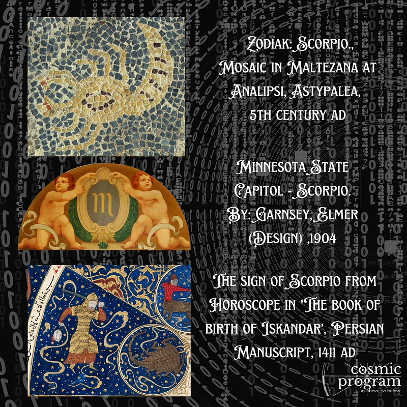 Fig. Ancient Depictions of Plutonic Themes and Their Association with the Sign of Scorpio Across Various Cultures