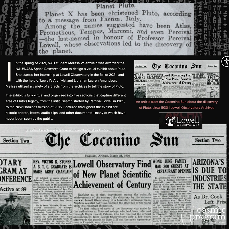 Fig. Headlines from Lowell Observatory’s Discovery of Pluto, with Early References to Planet X, Which Many Assumed Could Be Pluto.