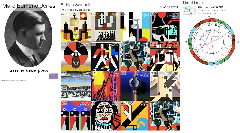 The collection of Sabian Symbols corresponding to the Cosmic QR Code/Horoscope of Marc Edmund Jones