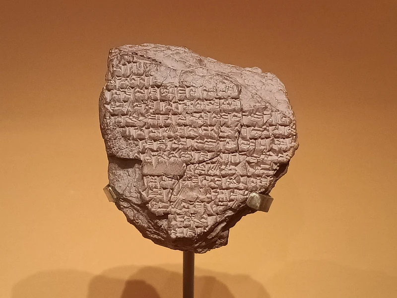 Fig 4. Ancient Babylonian Tablet: Earliest Astronomical Record of the Battle of Gaugamela in 331. It records a lunar eclipse supposedly bringing about death and plague linked to Darius’ defeat. Babylon (Iraq), 331–330 BC. British Museum (ref: wikipedia commons )